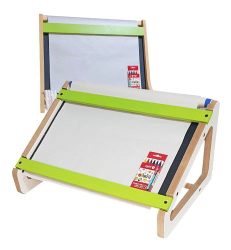 MJmaderas Montessori Chalkboard Table + Chalks and Crayons 4