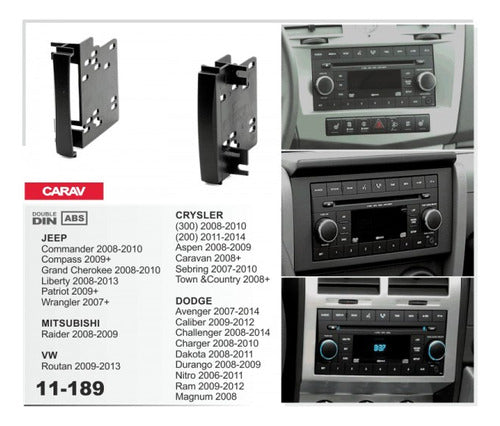 Carav Double Din Screen Adapter Frame for Chrysler Jeep 2