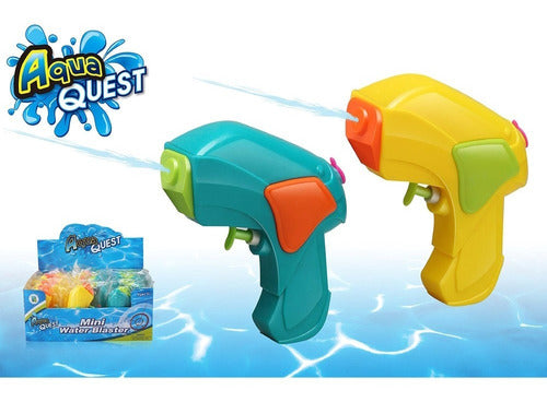 Pistola De Agua Aqua Quest 10 Cm Celeste Verde Naranja 1