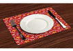 Lunarable Set of 4 Brown Vermilion Candy Cane Individual Placemats 1