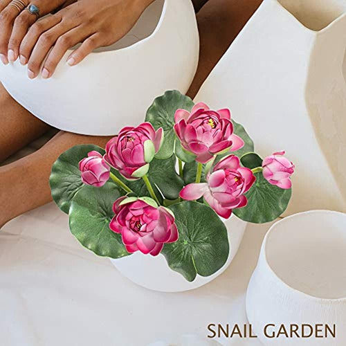 Snail Garden 2 Bouquets Artificial Lotus Flowers, Real-Touch 3