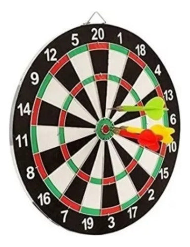 Dartboard Tiro Al Blanco Bifaz 30 Cm Con 4 Dardos Punta Metal 0