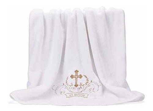 Estamico My Baptism Blanket for Baby with Embroidered Cross 0