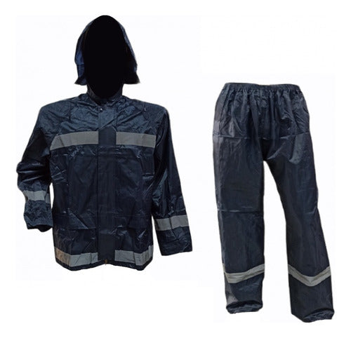 Equipo Lluvia Nylon Oxford Azul Con Reflectivo- Ideal P/moto 0