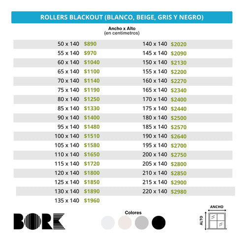 Bork Cortina Roller Blackout Crudo - Soportes Metálicos 1