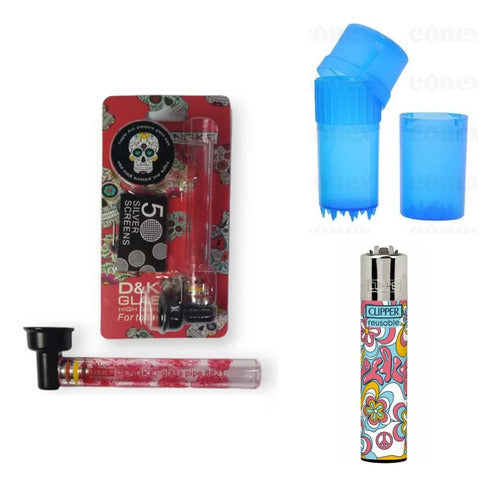 Luigi Kit Pipa Vidrio Chica Picador Acrilico Tainer 3p Clipper 0