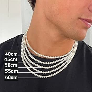 Acrylic Pearl Necklace Unisex Surgical Steel 3