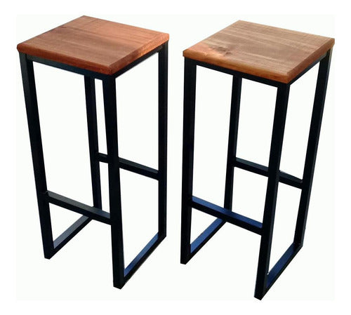 Iron and Wood High Stool - Factory Set of 2 0