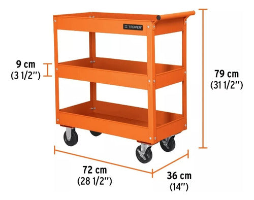 Truper Carro Para Taller Herramientas Con Ruedas 3 Charolas 1