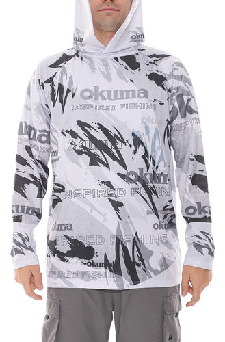 Okuma White UV Protection Hoodie for Kayaking and Fishing 2