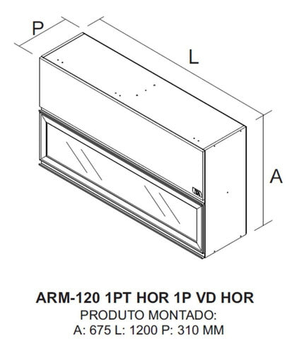 Armário 120cm 2 Portas Horizontais Em Mdf Inova Ng 2