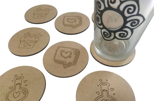 Tienda Flor Creaciones 8 Personalized Love Day Coasters - Fibrofacil 3