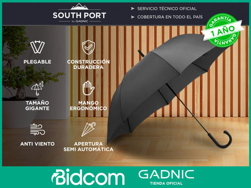 Gadnic Classic Reinforced Long Semi-Automatic Umbrella 16 Ribs 1