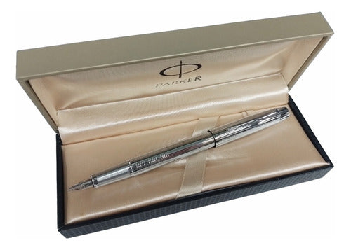 Parker IM Premium Shiny Chrome Chiselled Fountain Pen 2