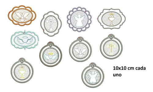 Religious Embroidery Machine Designs Set - Angel, Cross, Dove 1