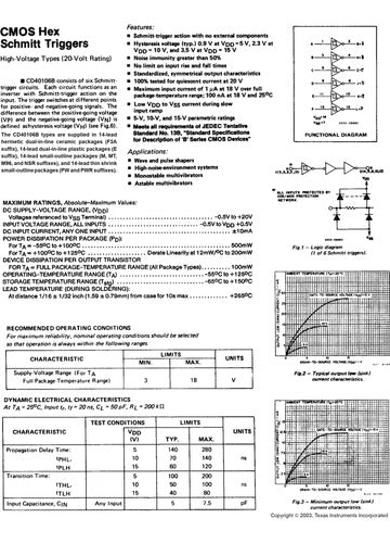 10 Circuito Integrado Cd40106 Sextuple Disparador De Schmitt 1