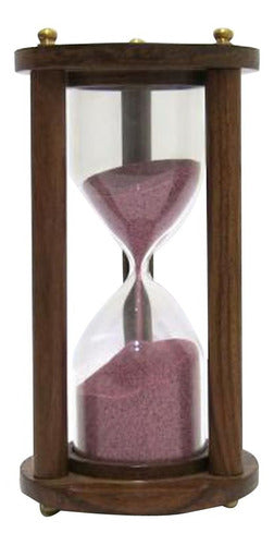 Elegant Wood & Bronze Hourglass Timer - 5 Minutes, 16 x 8 cm 1