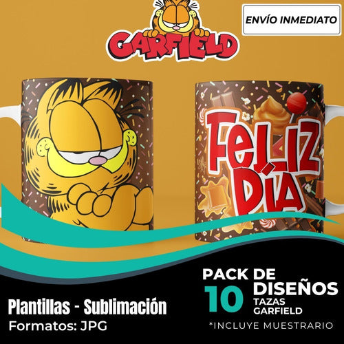 Kit Diseños Plantillas Tazas Garfield Sublimación M1 1