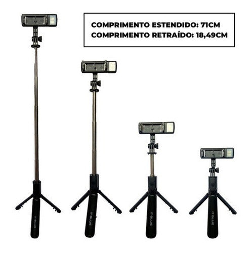 Pau De Selfie Controle Bluetooth Led Vertical E Horizontal 2