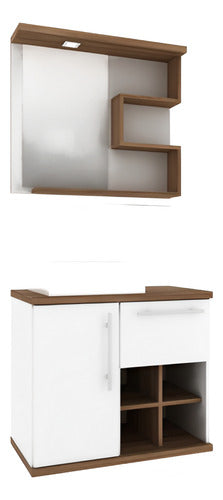 Cerámicas Castro Mueble Baño + Bacha + Espejo Veneza Bl/nog 0