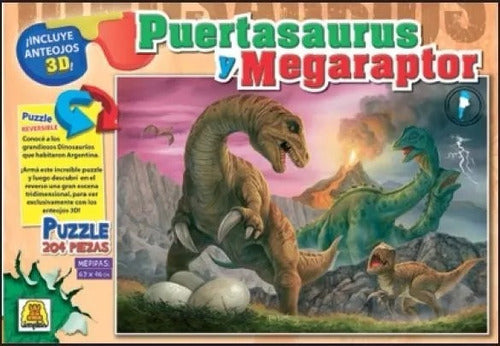 Implás Puzzle 3D Dinosaur - Puertasaurus - Megaraptor 0