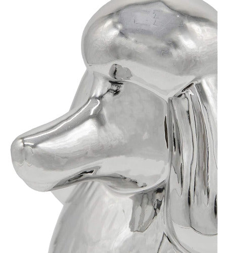 Nayothecorgi Ceramic Dog Statue - Metallic Silver Standing Poodle Dog Statue - Decorative Dog Sculpt 4