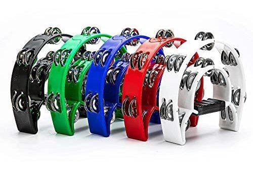 Musfunny Double Row Tambourine with 20 Pairs of Jingles - Blue 5