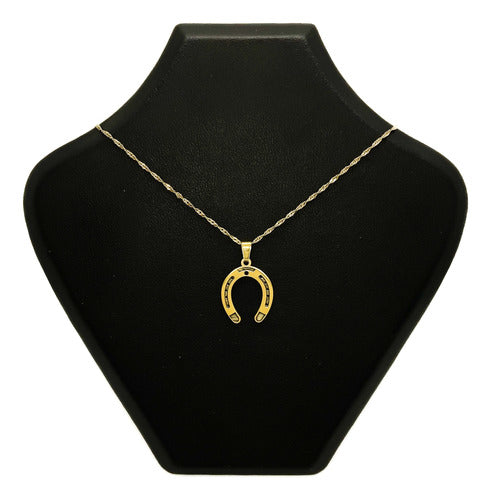 Joyas Ruiz Lucky Horsehoe Pendant and Chain in 18k Gold 0