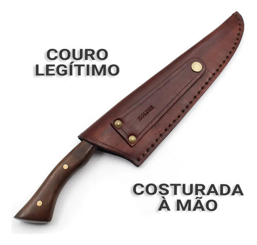 Faca Chef 8'' Para Churrasco E Cozinha Holder Cabo Madeira 3