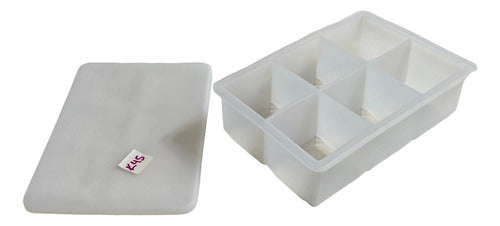 KRM Silicone Ice Cube Tray with Lid - 6 Large Cubes 0