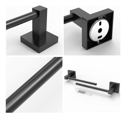 Ruacq Matte Black 18 Pulgadas Single Towel Bar Square Bath T 3