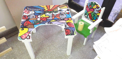 Children's Educational Table with Chalkboard + Chair Set 4