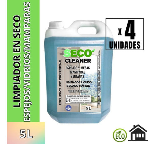 Limpiavidrio 5 L En Seco X 4u Baños Mampara Espejo Ventana 0