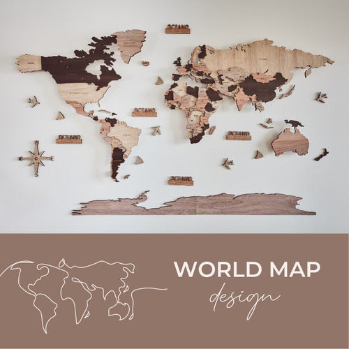 Wooden World Map Design Premium 3D - Handcrafted with Precision 1