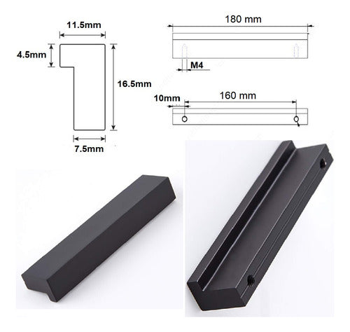 Los Halcones Manija Para Mueble 160 Mm 5 Und Negra Tirador Cajon Enigma 1