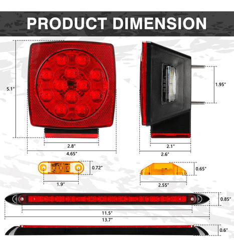 Kit De Luzes De Trailer Ronsta Boat Led Com Barra De Luz À P 1