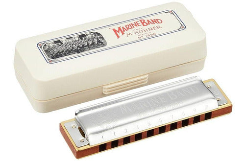Hohner Marine Band Harmonica 20 Voices in E Key with Case 0
