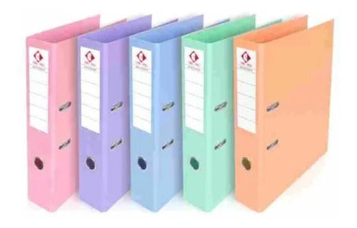 Set of 5 A4 Wide Spine Pastel Binders - One of Each Color 0