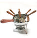 Family Stainless Steel Fondue Pot with Heater and 6 Forks 3