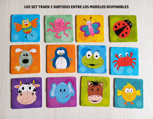 Positivo Juguetes Set De 3 Puzzle Rompecabezas Infantil De Cartón De 4 Piezas 2