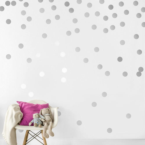 Decals For The Wall Silver Wall Decal Dots (200 Decals) | Easy Peel & Stick Safe On Walls Paint | Removable Metallic Vinyl Polka Dot Decor | Round Circle Art Glitter Sayings Sticker Large Paper Sheet Set Nursery Room 0