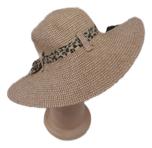 Artesanal Sombrero Capelina Con Pañuelo Animal Print 0