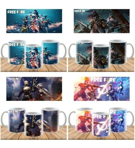 Plantillas Sublimación Tazones - Free Fire Tazas 10 Diseños 1