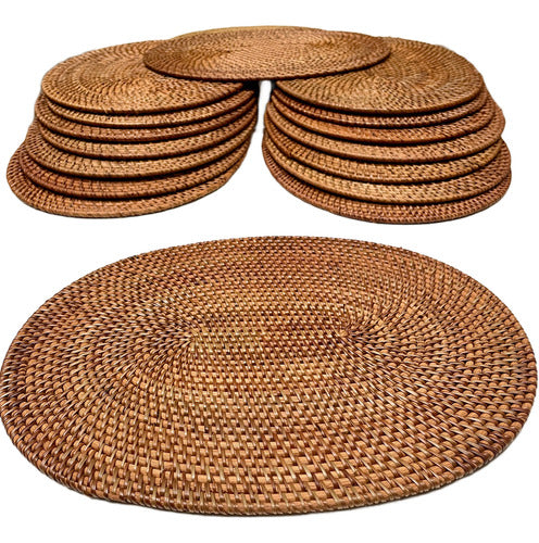 Pushkar Tienda 4 Units Rigid Rattan 40cm Platter Set 0