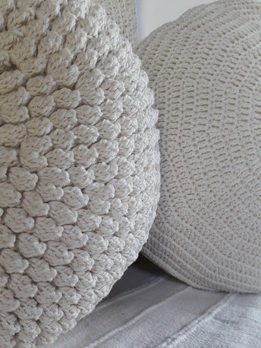 Round Crochet Cushion - Handcrafted Knits - Motif 40 cm 4