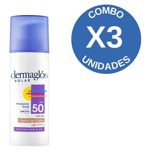 Dermaglós Combo X 3 Protector Solar Fps 50 Tono Medio 50 Ml 0