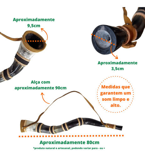 Berrante Médio De Chifres De Boi Com Alça + Brinde 3
