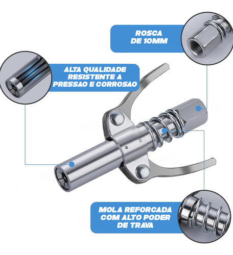 Bico Aclopador Graxeira Pistola Lubrificação Graxa C/ Trava 1