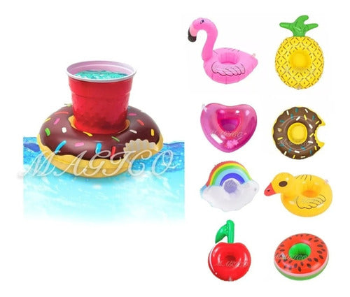 Set of 12 Inflatable Drink Holders for Pool Various Designs 3