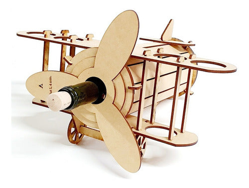 Set of 5 Wood Wine Bottle Airplane Holders 0